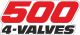 Sticker Side Cover Lettering '500 4-Valves', red/black with white background, 1 piece, fits right and left side of vehicle, 2x required