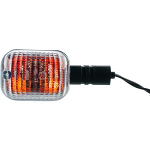 Indicator with Clear Lens, front/right or rear/left, 12V bulb 10W BA15S, screw connection as OEM, rigid indicator arm, 1 piece