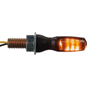 Micro clignotants LED 'Spark', plastique noir, taille: 38x11x14,5mm cabochons fumés, montés souple, la paire. Homologué