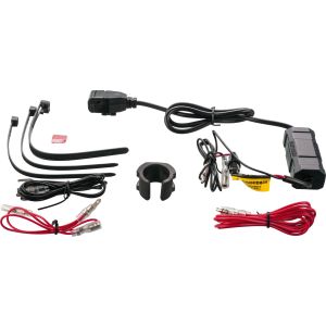 Daytona Traveller-Kit USB-A, compl. wiring loom (length 2m) with 5V/3A, 9V/3A, 12V/2.5A USB socket (QC 30W), handlebar bracket