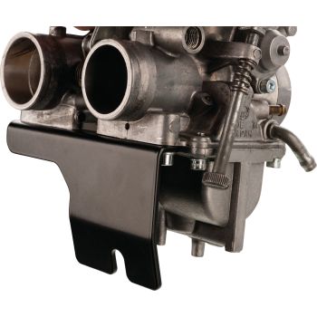 Carburettor Bar incl. Heat Protection for Float Chamber, black coated aluminium, idle mixture screw easily adjustable thanks to recess