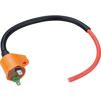 Bobine d'allumage avec câble d'allumage flexible en silicone, côté primaire 0,2 ohm, connecteur plat de 6,3 mm Connexion noir/masse, vert/« + »