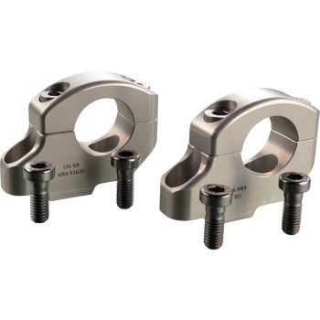Handlebar Riser +28 mm and 16mm Offset, 28,6mm handlebar clamp brackets - spacer brackets, aluminium silver (with Part Certificate)