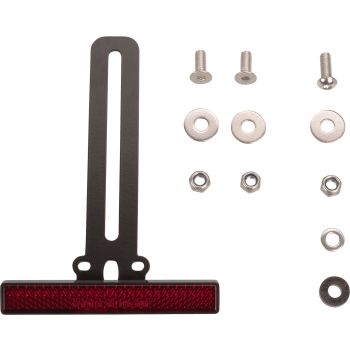 KEDO T7 Reflector Bracket Aluminium Black Coated, with e-approved reflector, completes item 31081/30396/60526, for license plate height 13-20cm