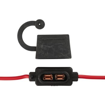 Porte fusible étanche pour fusible plat (2.5mm²/ câble de 23cm des 2 cotés). Livré sans fusible
