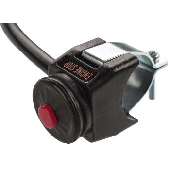 Handlebar Switch with 1 Push Button, black plastic housing, fits 22mm handlebars, 25mm wide