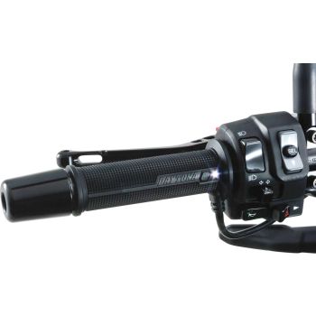 Daytona Heating Grips, 4 steps with switch in handle, 33mm handle diameter, length 120mm, for 22mm handlebars (open, if necessary order item 40089/40093)
