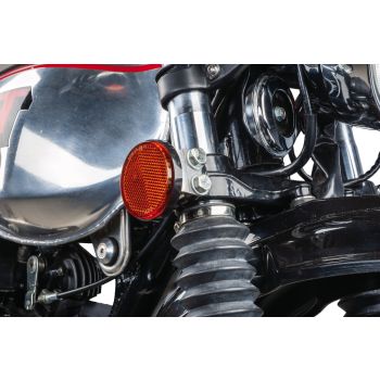 Kit catadioptres latéraux (jaune) XT500, la paire, support inox, refabrication