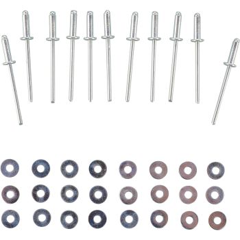 Fastening Set for Front Fender Widening Item 50791-XX, 10 pcs. blind rivets and 20 washers (white and silver)