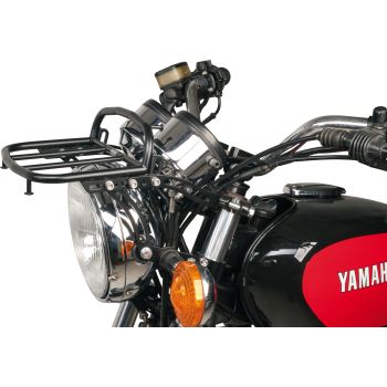 Front Luggage Rack, black stainless steel, with brackets and mounting material, luggage area 23x15cm, mounting only with accessory headlight brakets