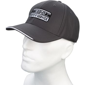 KEDO Baseball Cap, grey, motif KEDO PARTS 'N' SERVICE, one size fits all, velcro fastener, 100% polyester