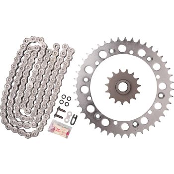 Kit chaîne à joints toriques en X, DID 520VX3, 15/44, 110 maillons, ouverte, noire, avec attache rapide à clipser, pignon à cannelures fines